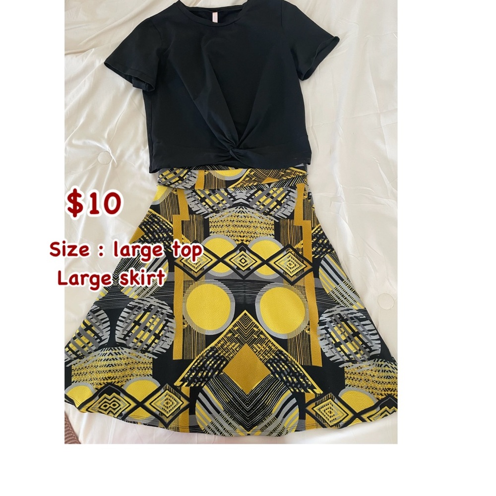 Black and Yellow Geometric Skirt